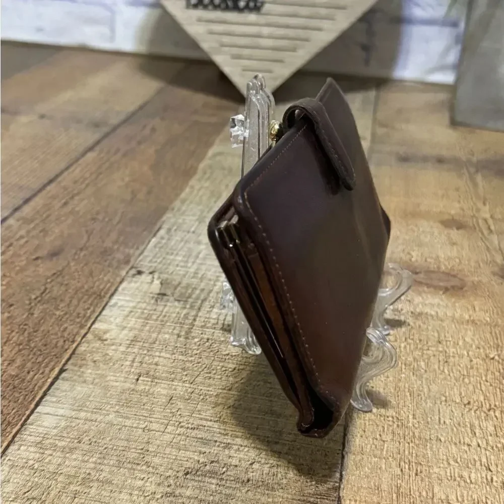 COACH VTG MAHOGANY BROWN LEATHER CHECKBOOK KISSLOCK PURSE BAG WALLET RARE!